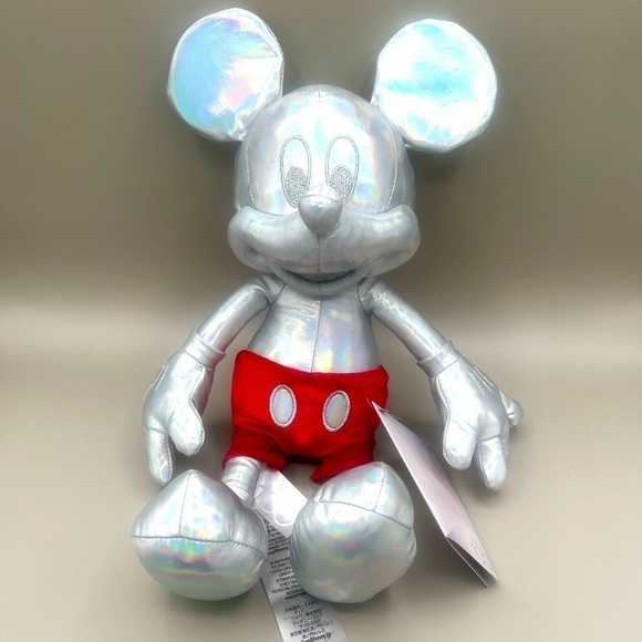 DISNEY PARKS 100th Anniversary  Mickey Mouse Platinum Plush Toy 14” 2023 NEW - Picture 4 of 8